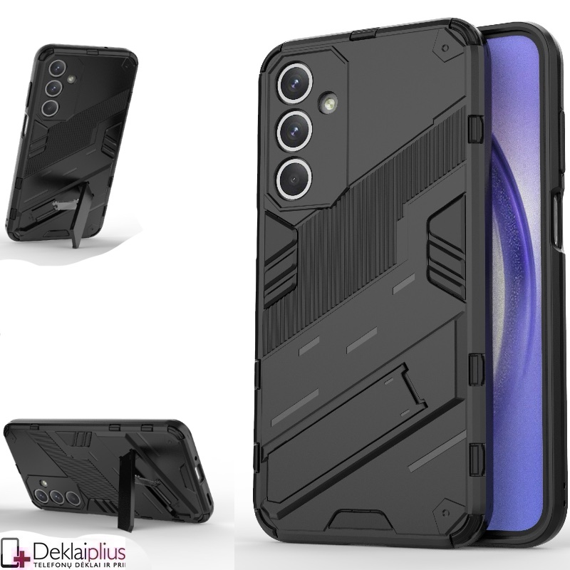 Smūgiams atsparus dėklas su kojele - juodas (Samsung Galaxy M35 5G) Smūgiams atsparus dėklas su kojele - juodas (Samsung Galaxy M35 5G)
